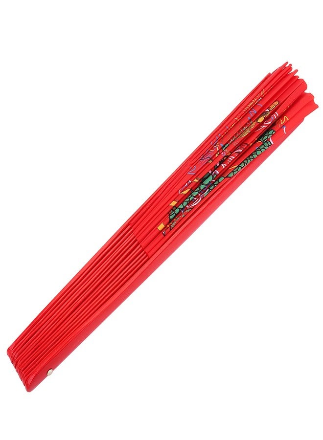 Jauarta Red Tai Chi Martial Arts Tai Chi Martial Arts, Chinese Kung Fu Tai Chi Fan, Handheld Martial Arts Dance Bamboo Fan Dragon, Phoenix Folding Hand Fan for Men or Women Bamboo Fan - Image 3